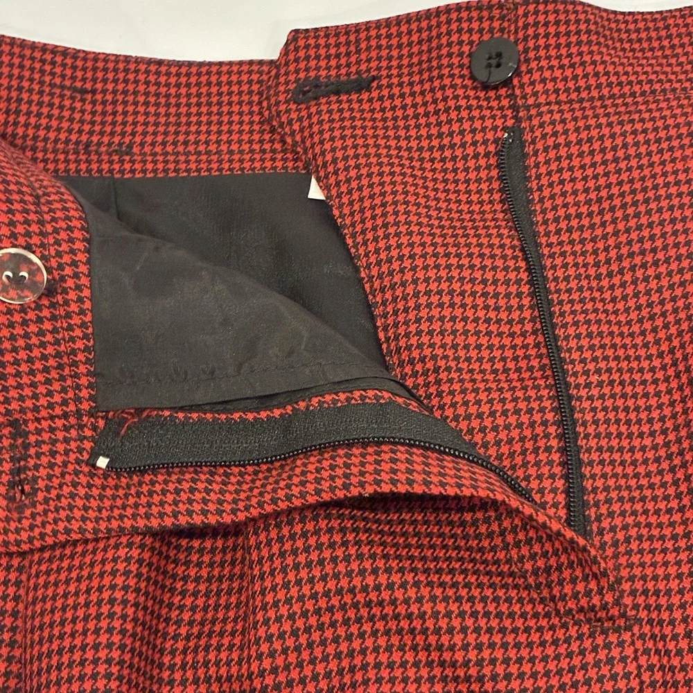 VTG‎ 90s Liz Claiborne Academia Wool Houndstooth Pencil Skirt Sz 8P Red Preppy